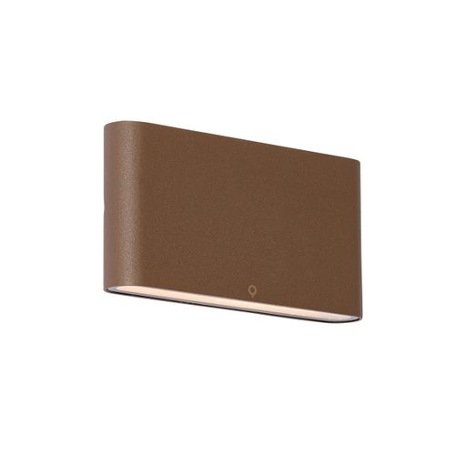 Qazqa Moderne Moderne Buiten Wandlamp Roestbruin 17,5 Cm Incl. Led Ip65 - Batt Aluminium /Verre Bronze Oblongue / Extã©Rieur / Jardin / Luminaire / Lumiere / ÃClairage Led (Non...