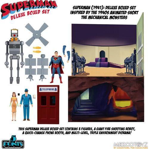 Mezco 5 Points Superman - The Mechanical Monsters (1941): Deluxe Boxed Set [Collectables] Figure, Collectible