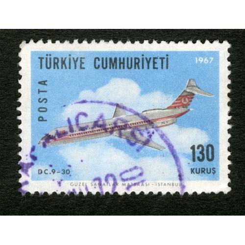 Timbre Oblitéré Turkiye Cumhuriyeti, 1967, Posta, Dc 9-30, 130 Kurus