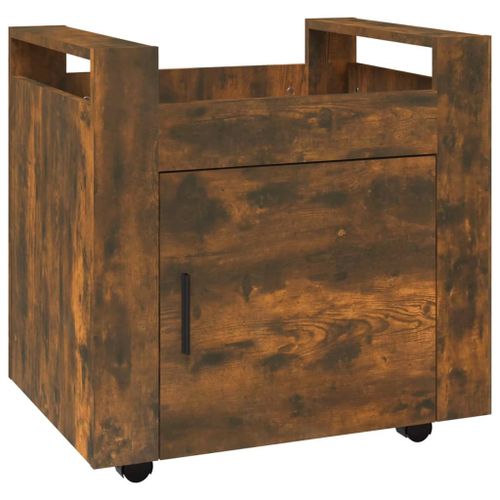 Vidaxl Chariot De Bureau Chêne Fumé 60x45x60 Cm Bois D'ingénierie