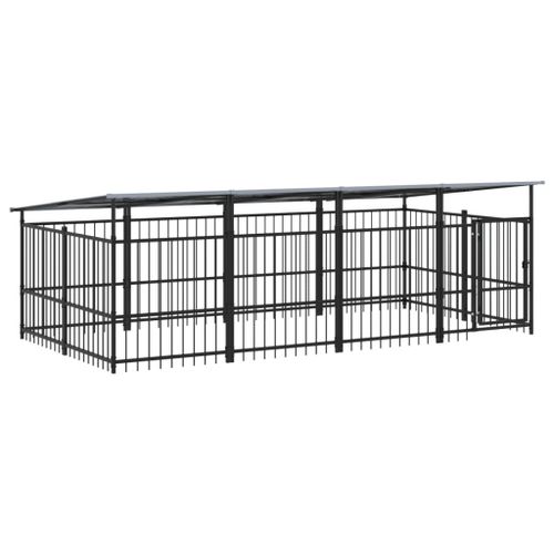 Vidaxl Chenil D'extérieur Avec Toit Pour Chiens Acier 7,51 M²