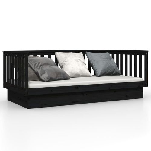 Vidaxl Lit De Jour Noir 80x200 Cm Bois De Pin Massif