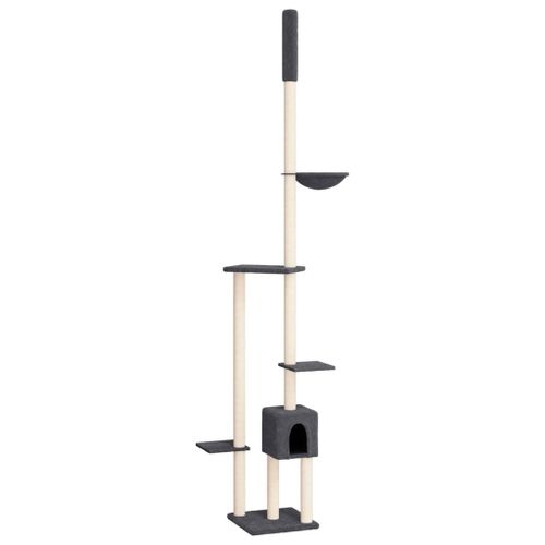 Vidaxl Arbre À Chat Du Sol Au Plafond Gris Foncé 258,5-284,5 Cm