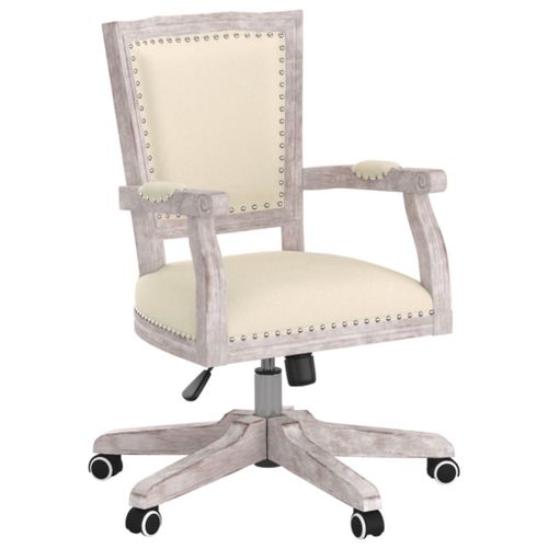 Vidaxl Chaise Pivotante De Bureau Beige Lin