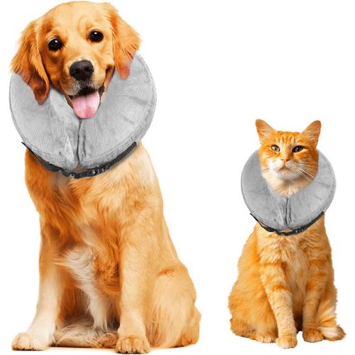 Collier Gonflable De Récupération Avec Boucle Pour Chiens Et Chats , Collerette De Protection Ajustable Cône De Cicatrisation Confortable Pour Chien M