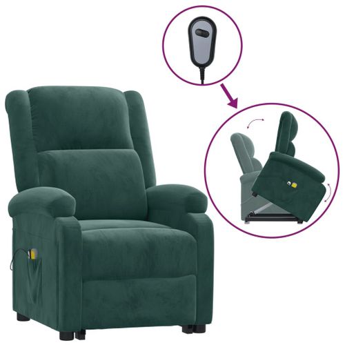 Vidaxl Fauteuil De Massage Inclinable Vert Fonc? Velours