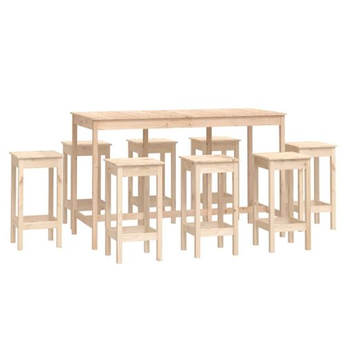 Vidaxl Ensemble De Bar 9 Pcs Bois De Pin Massif