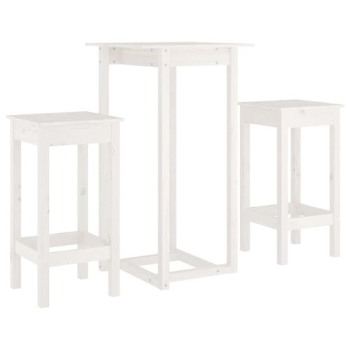 Vidaxl Ensemble De Bar 3 Pcs Blanc Bois De Pin Massif
