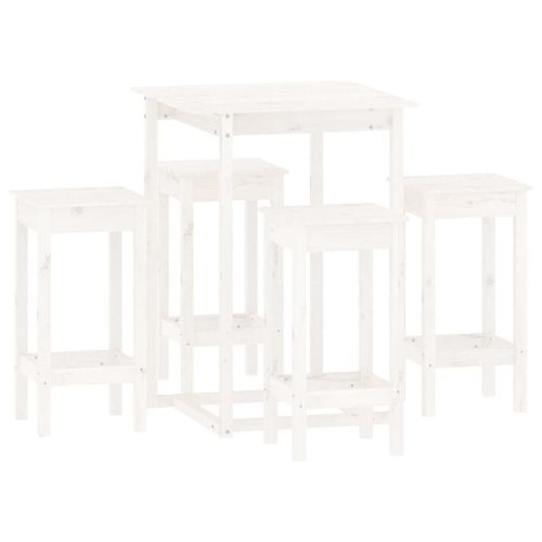 Vidaxl Ensemble De Bar 5 Pcs Blanc Bois De Pin Massif