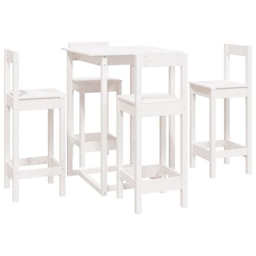 Vidaxl Ensemble De Bar 5 Pcs Blanc Bois De Pin Massif