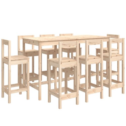 Vidaxl Ensemble De Bar 9 Pcs Bois De Pin Massif