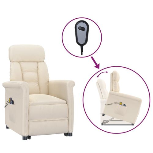 Vidaxl Fauteuil Inclinable De Massage Électrique Beige Microfibre