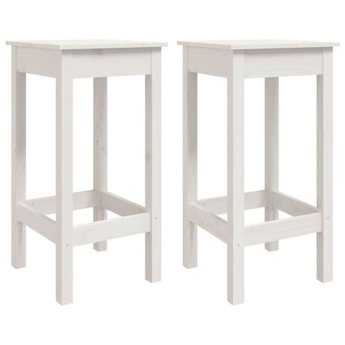 Vidaxl Chaises De Bar 2 Pcs Blanc 40x40x78 Cm Bois De Pin Solide