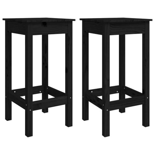 Vidaxl Chaises De Bar 2 Pcs Noir 40x40x78 Cm Bois De Pin Solide