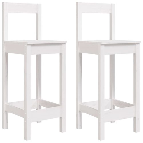 Vidaxl Chaises De Bar 2 Pcs Blanc 40x41,5x112 Cm Bois De Pin Solide