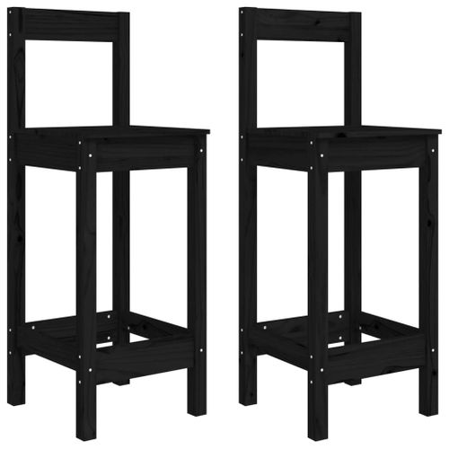 Vidaxl Chaises De Bar 2 Pcs Noir 40x41,5x112 Cm Bois De Pin Solide