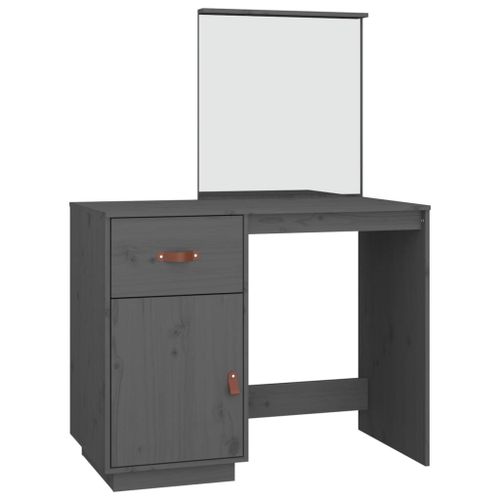 Vidaxl Coiffeuse Gris 95x50x134 Cm Bois De Pin Massif