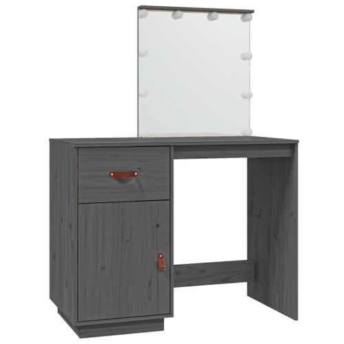 Vidaxl Coiffeuse Avec Led Gris 95x50x133,5 Cm Bois De Pin Massif
