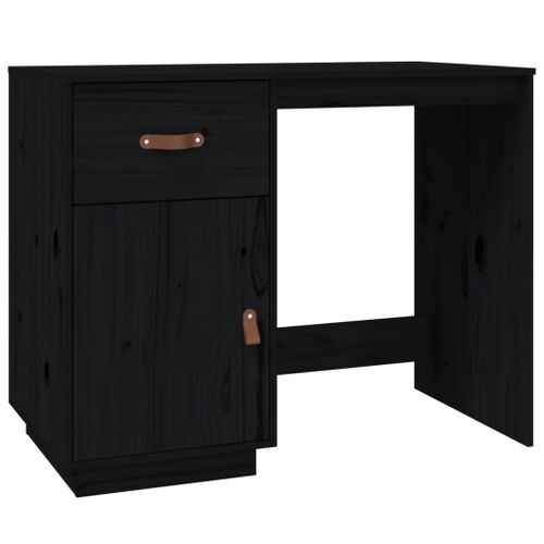 Vidaxl Bureau Noir 95x50x75 Cm Bois Massif De Pin