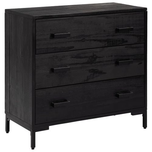 Vidaxl Commode Noir 75x35x70 Cm Bois De Pin Massif Recyclé
