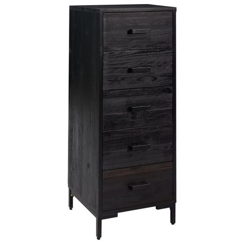 Vidaxl Commode Noir 42x35x110 Cm Bois De Pin Massif Recyclé