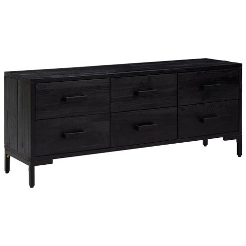 Vidaxl Banc De Rangement Noir 110x30x45 Cm Bois De Pin Massif Recyclé