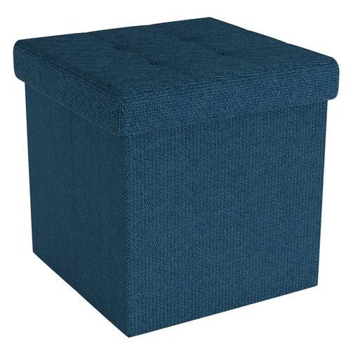 Intirilife Pouf Pliable 30x30x30 Cm En Océan Bleu - Siège En Cube Avec Espace De Rangement Et Housse En Tissu Avec Creux - Siège En Cube Repose-Pieds Coffre De Rangement Pouf Coffre