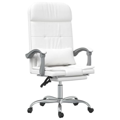 Vidaxl Fauteuil De Massage Inclinable De Bureau Blanc Similicuir