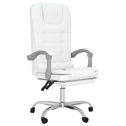 Vidaxl Fauteuil De Massage Inclinable De Bureau Blanc Similicuir
