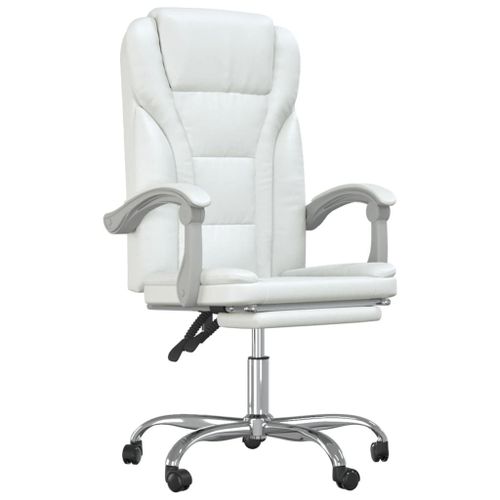 Vidaxl Fauteuil Inclinable De Bureau Blanc Similicuir