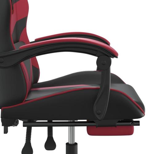 Chaise gaming vidaXL Chaise de jeu de massage repose-pied Noir bordeaux  Similicuir