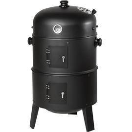 sweeek - Barbecue charbon de bois Serge noir, fumoir, Smoker américain,  récupérateur de cendre, tablettes, roulettes