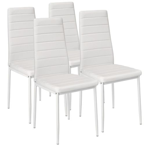 Lot De 4 Chaises Avec Surpiqûre - Blanc