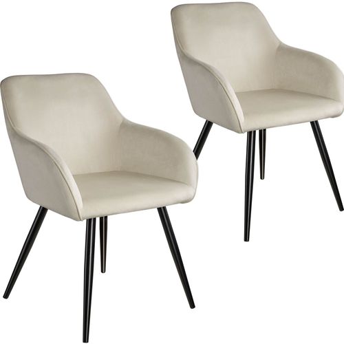 2 Chaises Marilyn Design En Velours Style Scandinave - Crème/Noir