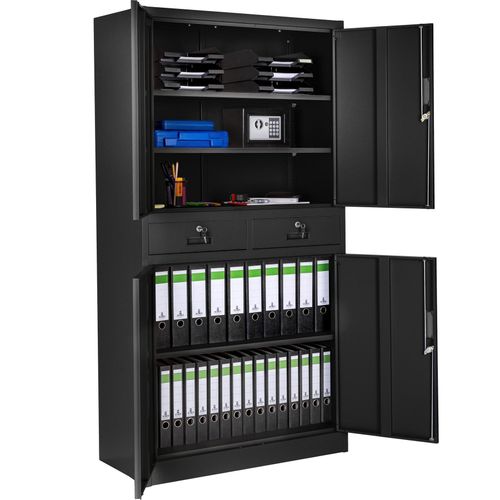 Armoire Métallique De Classement Avec 2 Tiroirs - Noir/Noir