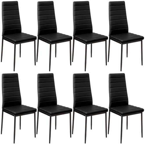 Lot De 8 Chaises Avec Surpiqûre - Noir