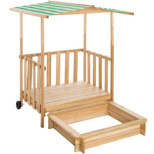 Bac À Sable, Cabane De Jardin Enfant Avec Toit Et Véranda 106x105x137cm - Vert