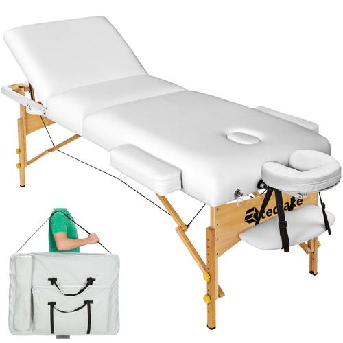 Table De Massage Somwang 3 Zones Avec Rembourrage De 7,5cm Et Châssis En Bois - Blanc