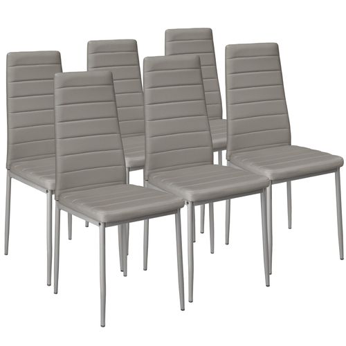 Lot De 6 Chaises Avec Surpiqûre - Gris