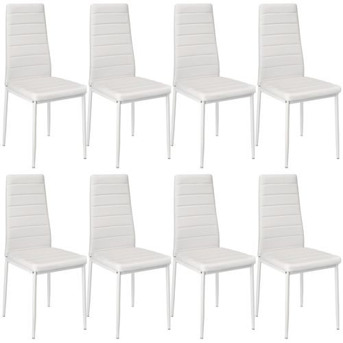 Lot De 8 Chaises Avec Surpiqûre - Blanc