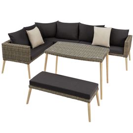 Salon En Rotin Avec Cadre En Aluminium Pula - Marron Naturel