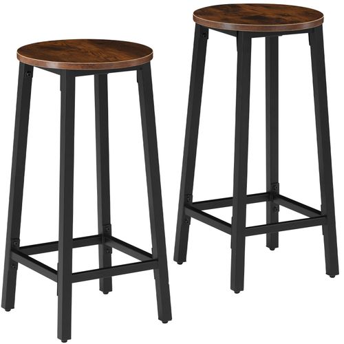 2 Tabourets De Bar Corby - Bois Foncé Industriel