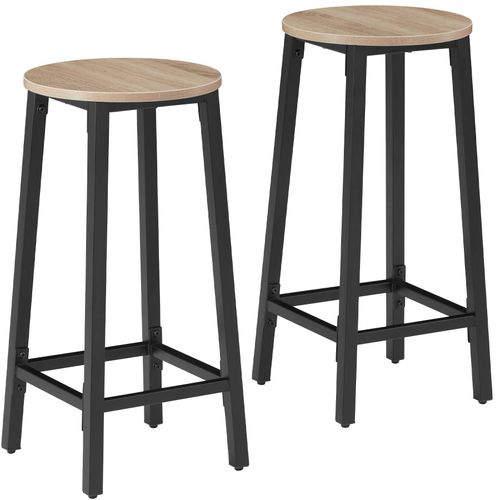 2 Tabourets De Bar Corby - Bois Clair Industriel, Chêne Sonoma