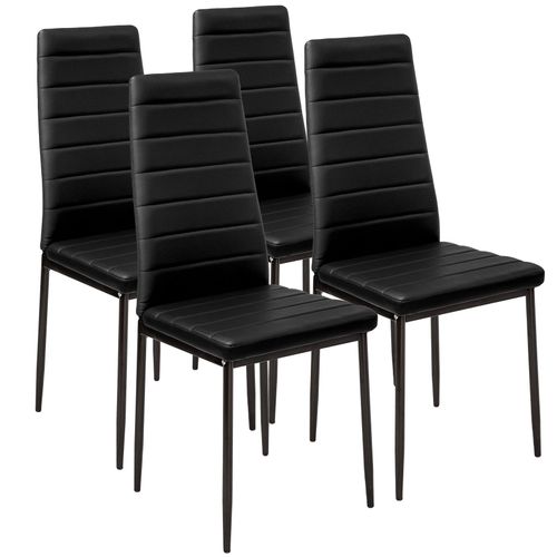 Lot De 4 Chaises Avec Surpiqûre - Noir