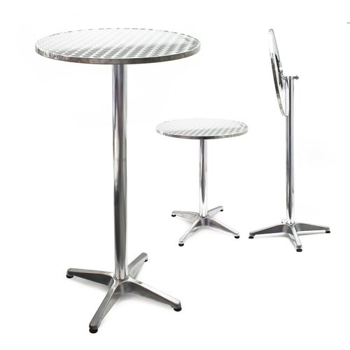 Table Bistro Haute Bar Aluminium Réglage Hauteur Pliable 74/114cm Diamètre 60cm Salon Helloshop26 16_0002490