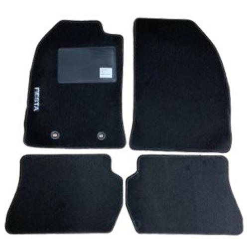 Kit 4 Tapis De Sol Auto Pour Ford Fiesta De 2002 À 2005, Sigle Fiesta, Moquette Noire Et Clips, Neuf