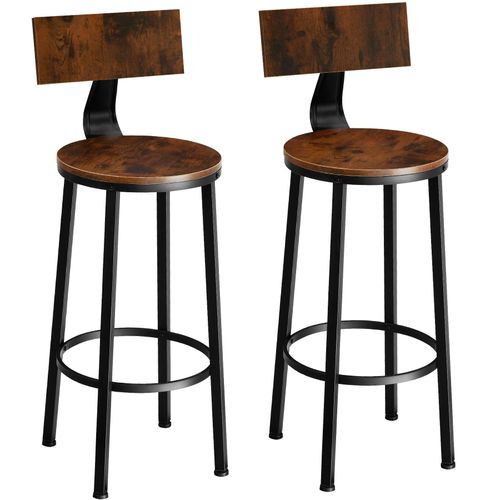 2 Tabourets De Bar Poole - Bois Foncé Industriel