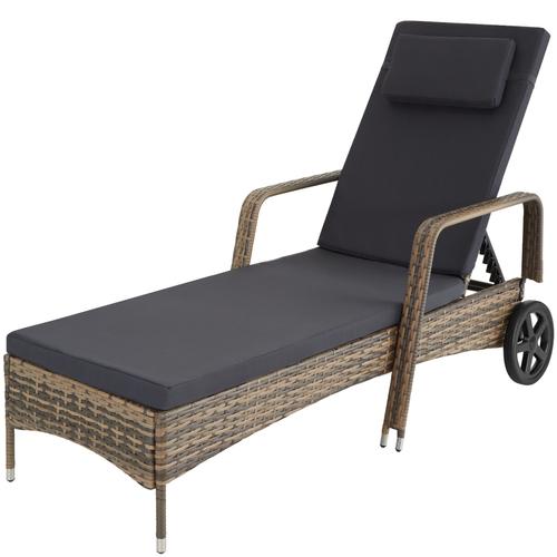 Bain De Soleil Aluminium Cassis 6 Positions Avec Roulettes - Marron Naturel