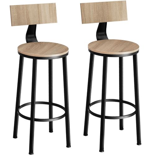 2 Tabourets De Bar Poole - Bois Clair Industriel