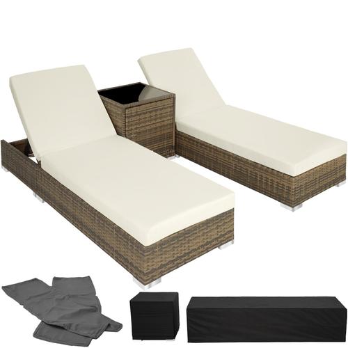 Bain De Soleil Duo 5 Positions Avec 2 Sets De Housses + Housse De Protection - Marron Naturel